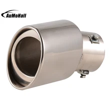 Curved Car Stainless Steel Silver Chrome Round Tail Muffler Tip Pipe Automobile Single Exhaust Pipes Tips