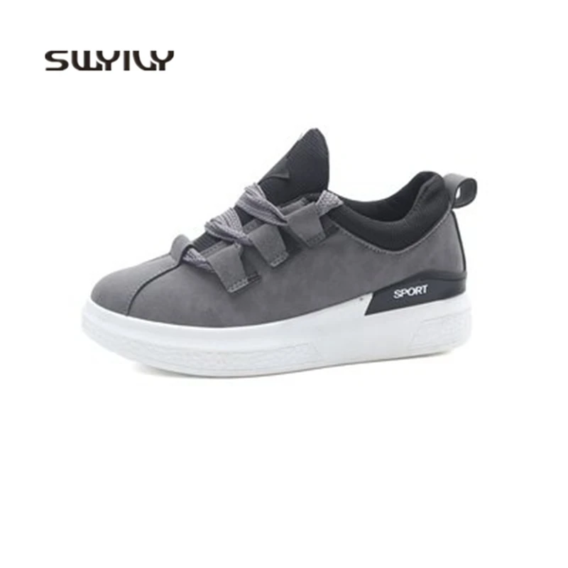 SWYIVY Для женщин спортивная обувь из PU искусственной кожи плоская подошва на