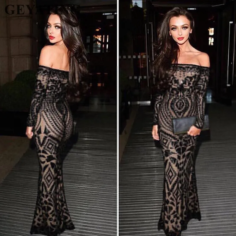 Saudi Arabic Black Sequins Mermaid Evening Dress Long Sleeves Off Shoulder Elegant Women Formal Dress Party Prom Dresses 2019 Saudi Arabic Black Sequins Mermaid Evening Dress Long Sleeves Off Shoulder Elegant Women Formal Dress Party Prom Dresses 2019