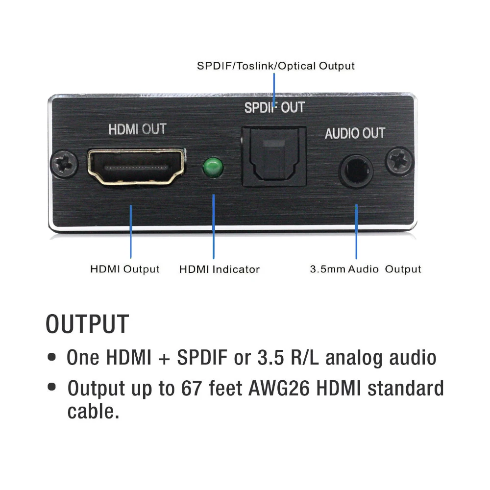 Аудио экстрактор AIXXCO HDMI в с оптическим TOSLINK SPDIF + 3 5 мм стерео аудио конвертер