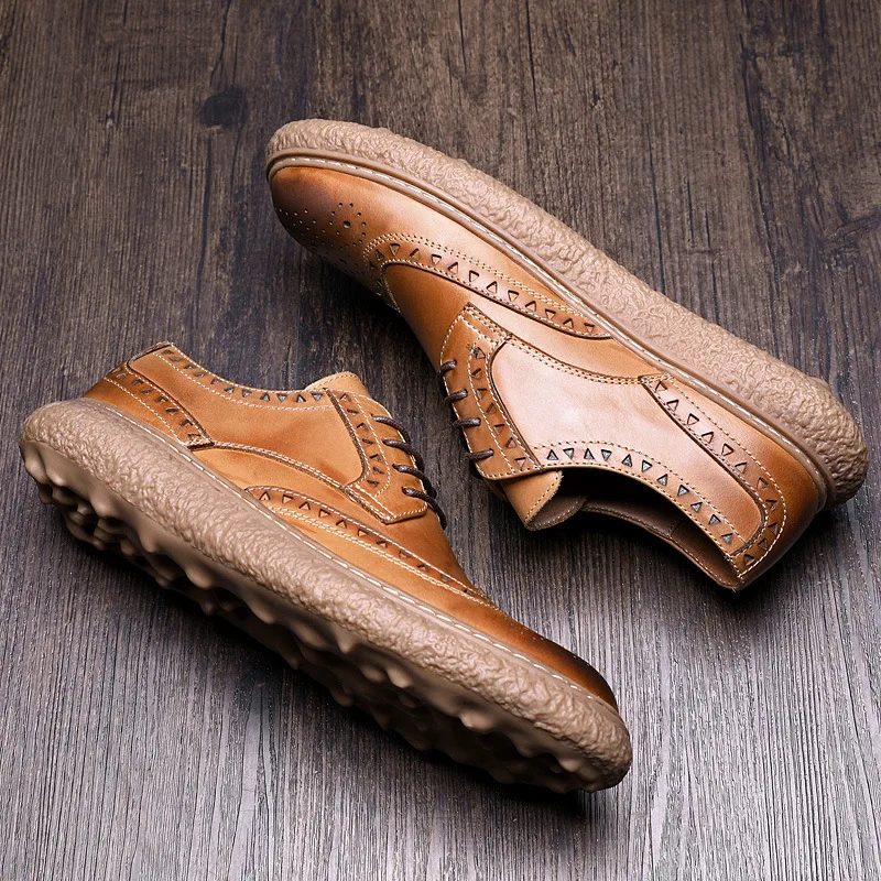 Bullock Vache Tout Décontractées En Naturel Brown allumette Décontracté Véritable Cuir Chaussures Mocassins Sculpture Mâle Hommes Mens noir EDWH29IY