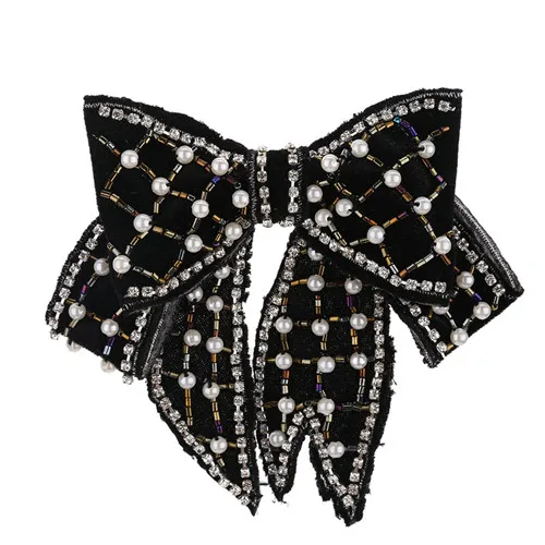 Junlead, модная ткань, Корсажная одежда, бант, брошь, рубашка, галстук-бабочка, булавки с роскошным жемчугом, бархатные Броши для женщин, ювелирные изделия - Окраска металла: Black