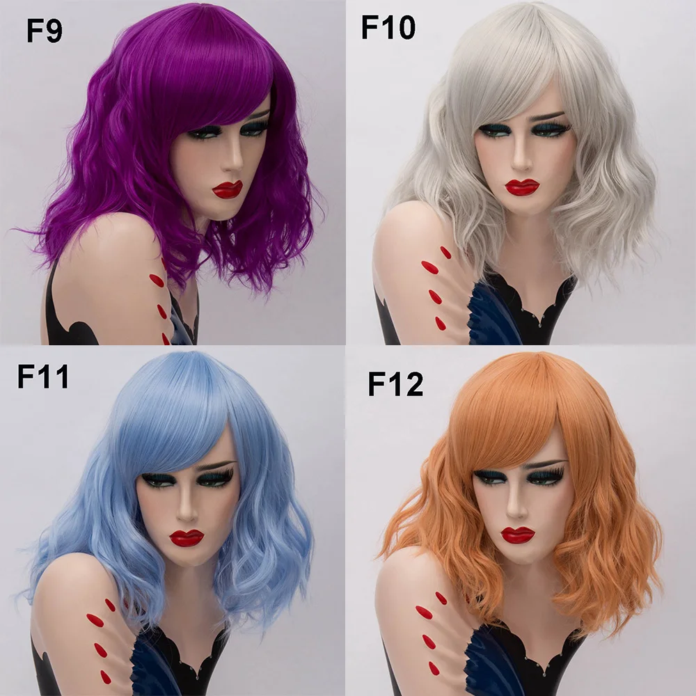 MSI Wigs два тона Короткие Косплей парики для женщин розовый белый волнистые Ombre парик с челкой Фиолетовый Омбре натуральные синтетические волосы парики