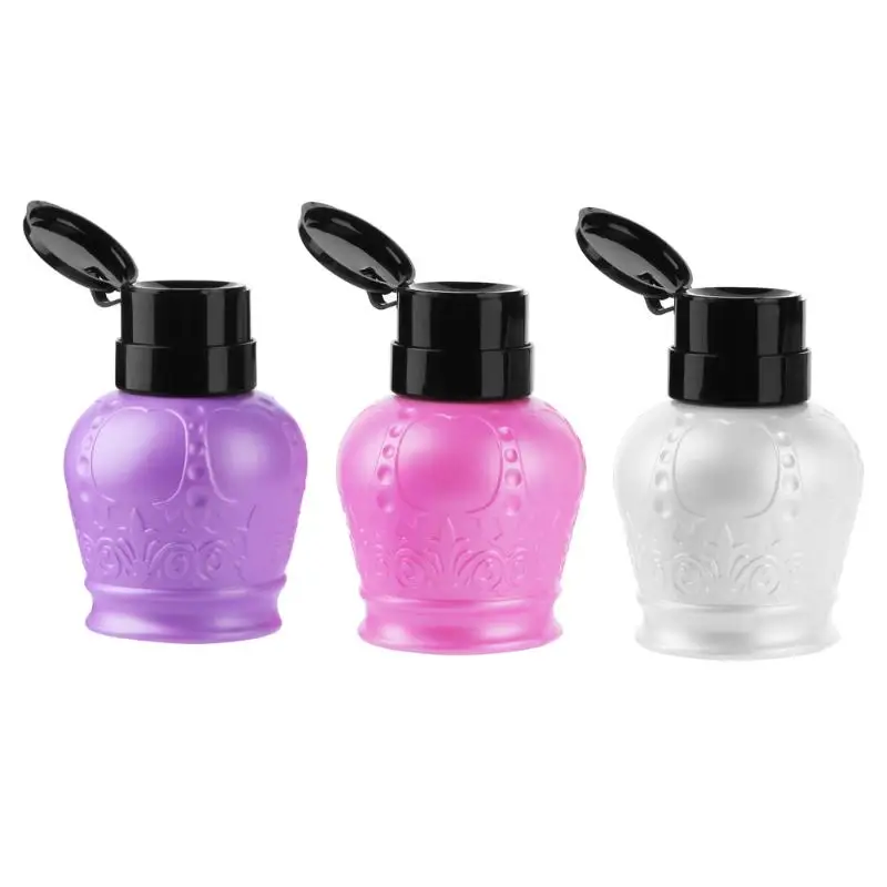 250ml Nail Polish Remover Press Cleaning Empty Pump Dispenser Bottle