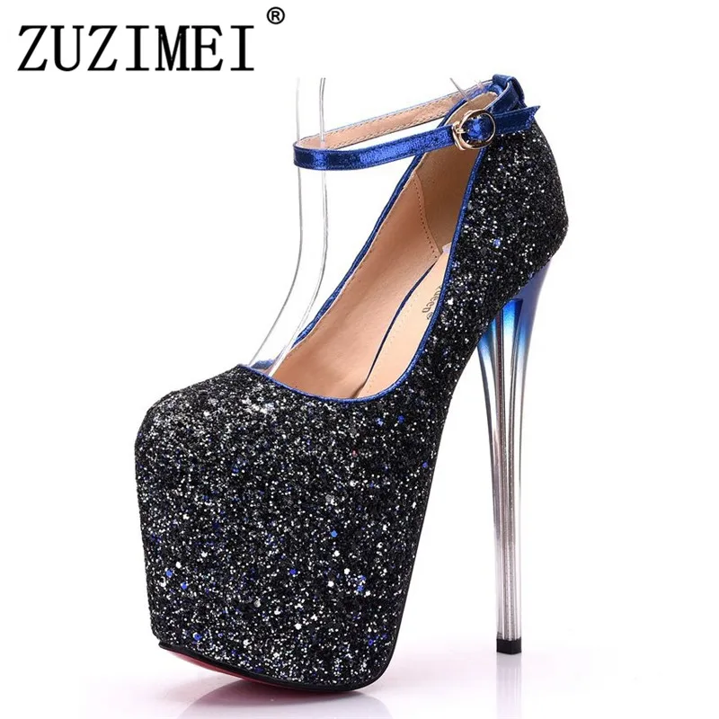 

19cm Sexy party heels shoes Women gold Bling pumps fashion party shoes 20cm heel platform shoes lady gaga heels