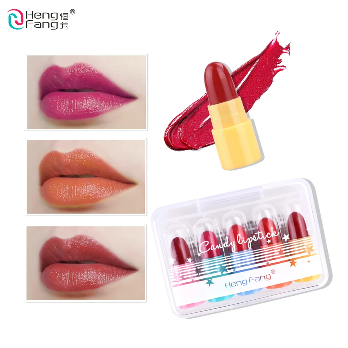 

5 Color/Set Waterproof Long-lasting Candy Mini Lipstick Traveling Set 1.2gx5 Lips Makeup Brand HengFang #9038