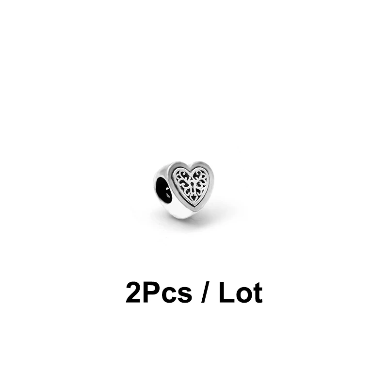 2 шт серебряные шармы с животными из мультфильмов, котами, собаками, медведями, сердечками, подходят для европейских брендов, шармы и браслеты, сделай сам, ювелирные изделия, подарки - Цвет: HJ020