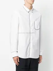 S-6XL! Домашние мужские весна пользовательские с длинными рукавами Повседневная рубашка из чистого хлопка в простом стиле slim fit shirt