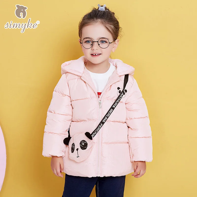 Simyke Winter Jackets For Girl 2017New Girls Warm Coats With Bag Kids Outwear for Toddler