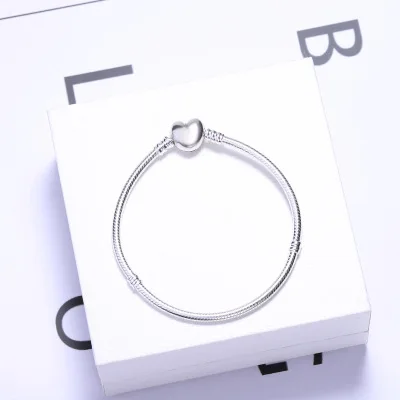 

Brand classic New Original S925 silver heart clasp Beads Charm Bracelets Fit European brand heart Charms Bracelet DIY Jewelry