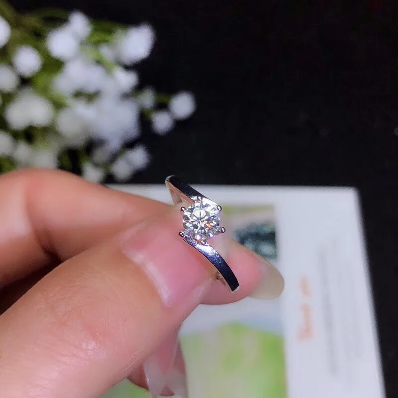 Ювелирные изделия colife Moissanite серебряное кольцо для помолвки 0.5ct VVS Moissanite кольцо простое 925 Серебряное кольцо с драгоценным камнем подарок на день рождения