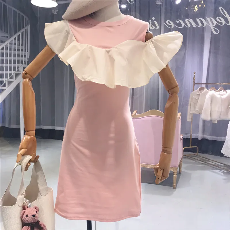 Женское платье ALPHALMODA летнее трикотажное с коротким рукавом и оборками|Платья| |