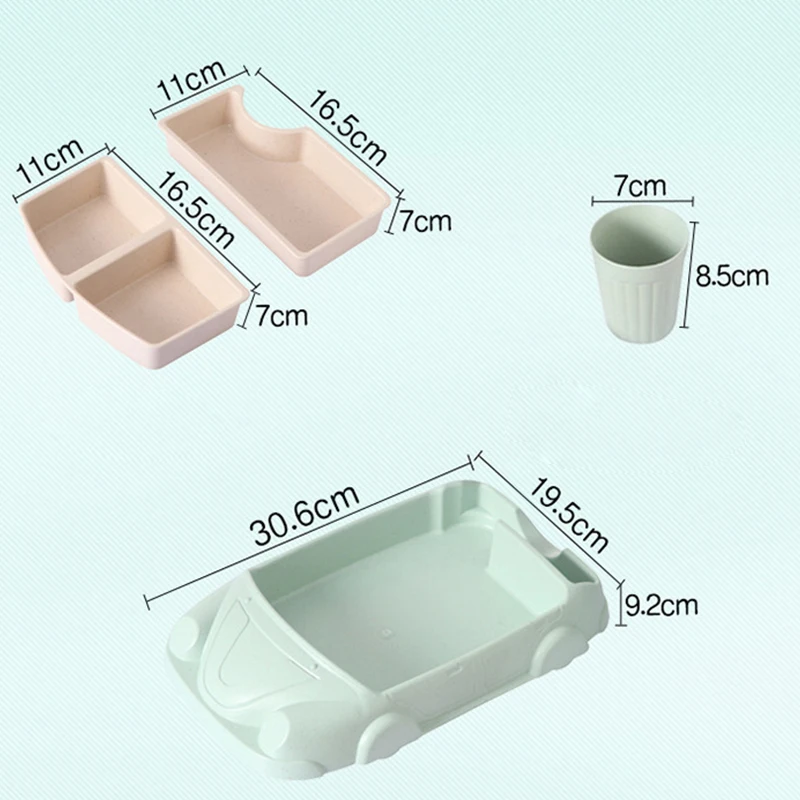 4pcs-Toddler-Car-Tableware-Set-Children-Feeding-Set-Eco-Friendly-Kid-Plate-Cup-2-Seperate-Dishes