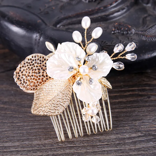 Kmvexo 2018 New Leaf Fl Crystal Pearl Hair Combs Wedding Kmvexo 2018 New Leaf Fl Crystal Pearl Hair Combs Wedding Accessories Jewelry For Women Bridal