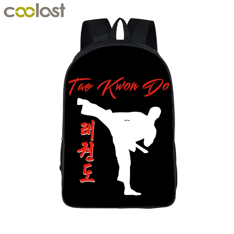 Крутые женские рюкзаки для занятий боевым искусством дзюдо/тхэквондо для подростков, девочек и мальчиков, каратэ/айкидо, детские школьные сумки, 3D ноутбук, mochila - Цвет: 16 taekwondo 02