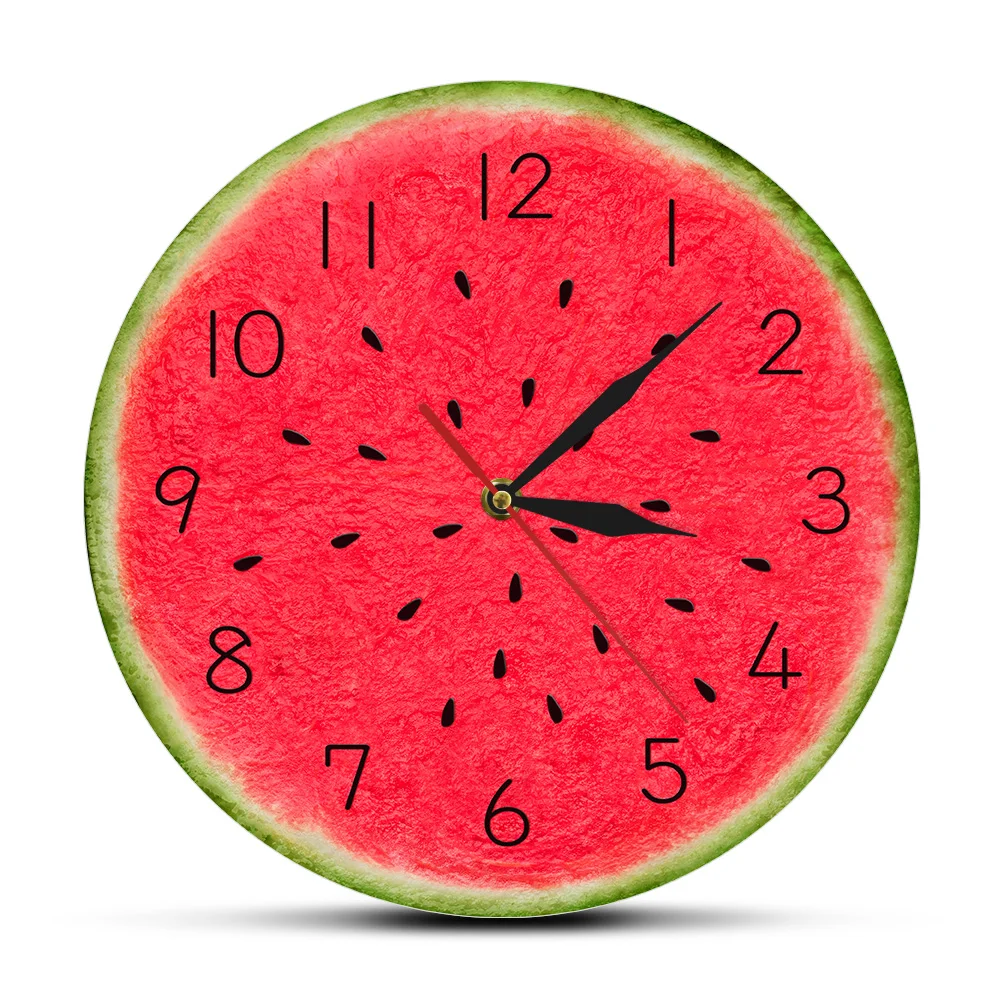 Летние Арбузные современные настенные часы с цифрами Troipcal картины на стену кухни декор фруктовый стиль скользящие кварцевые круглые Настенные часы