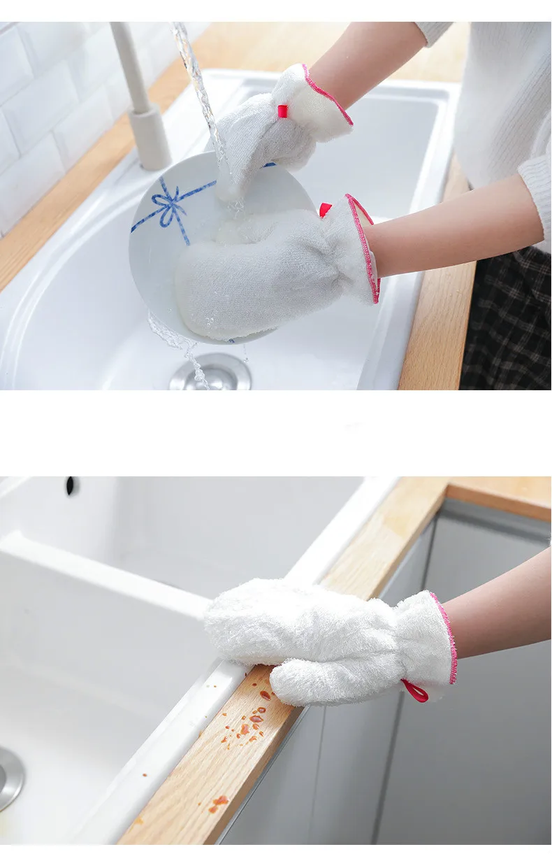 Бамбуковые волокна PEVA водонепроницаемые Тряпичные перчатки противоскользящие для мытья посуды без масла перчатки для домашней кухни бытовые перчатки инструменты для чистки