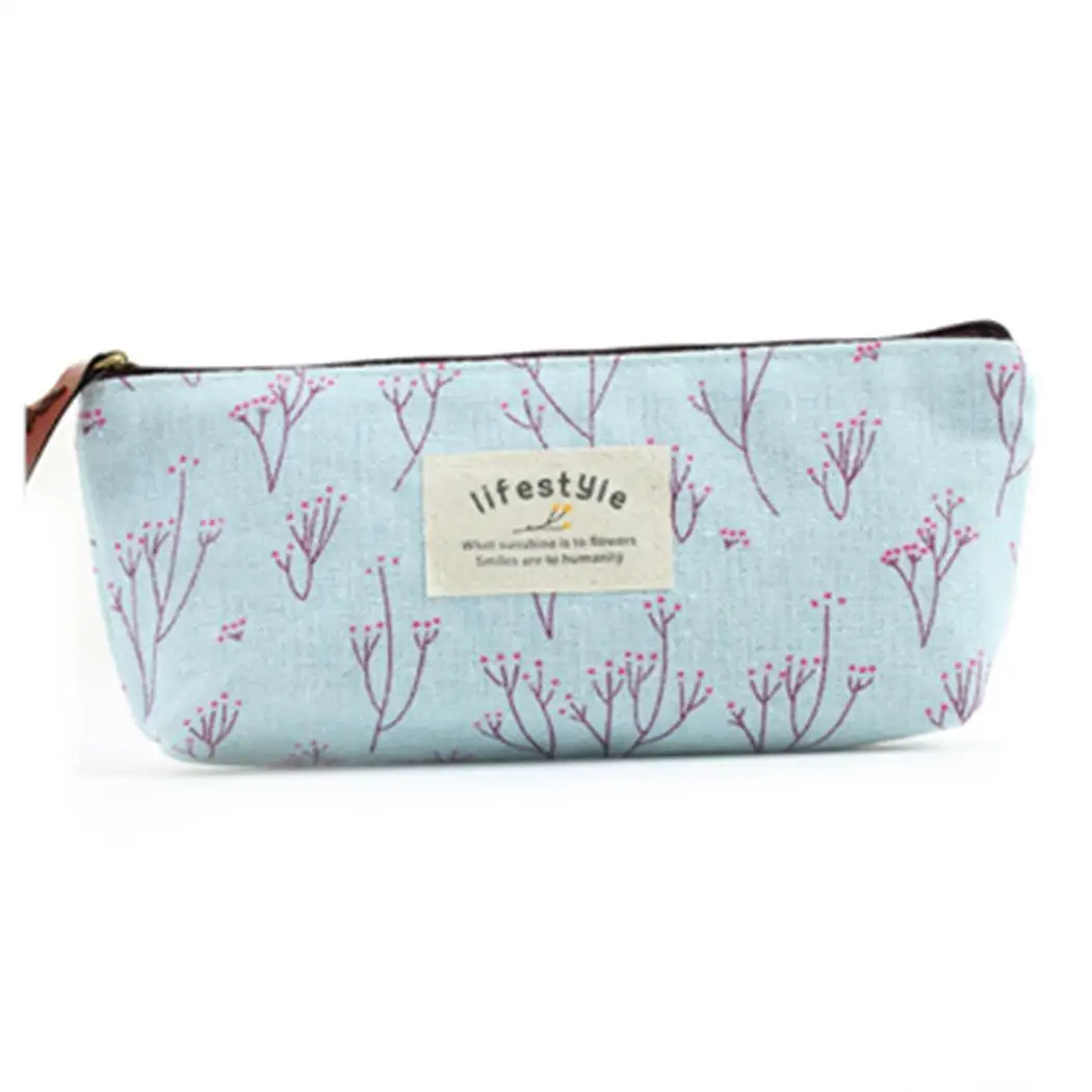 

Fashion School Casual Floral Zipper Pencil Cosmetic Square White, Pink, Blue, Brown Storage Patches Bag