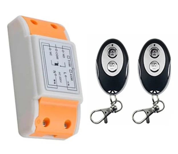 

New AC220V 1CH RF Wireless Mini Switch Relay Receiver +2pcs ellipse shape Transmitters for Appliances Gate Garage Door