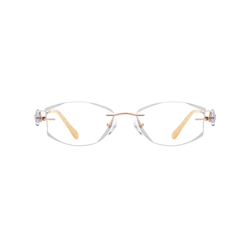 Титановые Золотые очки без оправы, женские очки, модная оправа для очков, модный бриллиант, прозрачные очки, размер 53-18-140
