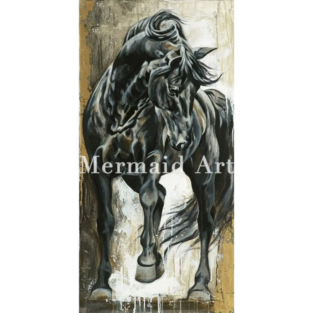 ZOPT809 Slanting strong animal horse hand painted art OIL PAINTING on CANVAS 