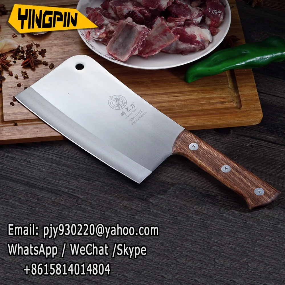 rofessional Bone Cleaver Knife A Stainless Steel Wood Handle Heavy Duty