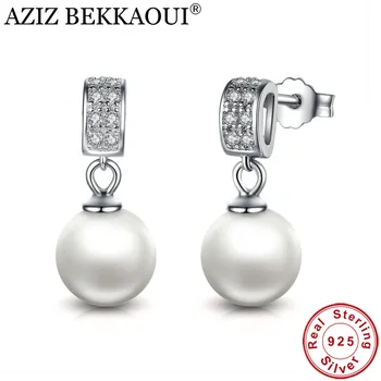 

AZIZ BEKKAOUI Classic Pearl Drop Earrings Fine Jewelry Female Drop Earrings with AAA Zircon 925 Sterling Silver Jewelry Gift