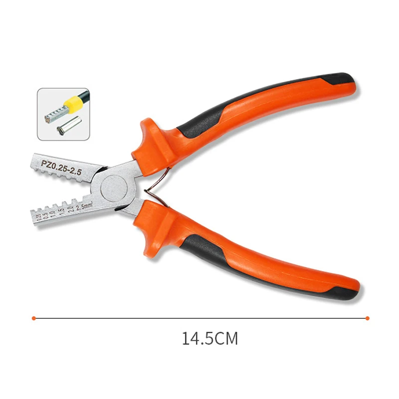 Professional Carbon Steel Crimping Pliers Hand Tool 0.25-2.5mm2 Sleeve Terminal Crimper Plier Wire Cable End Pliers