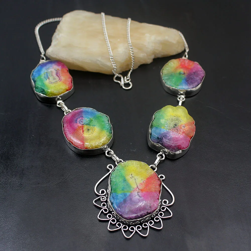 

Hermosa Huge Natural Solar Quartz 925 Sterling Silver Women Jewelry Pendant Necklace 19 Inch TF443