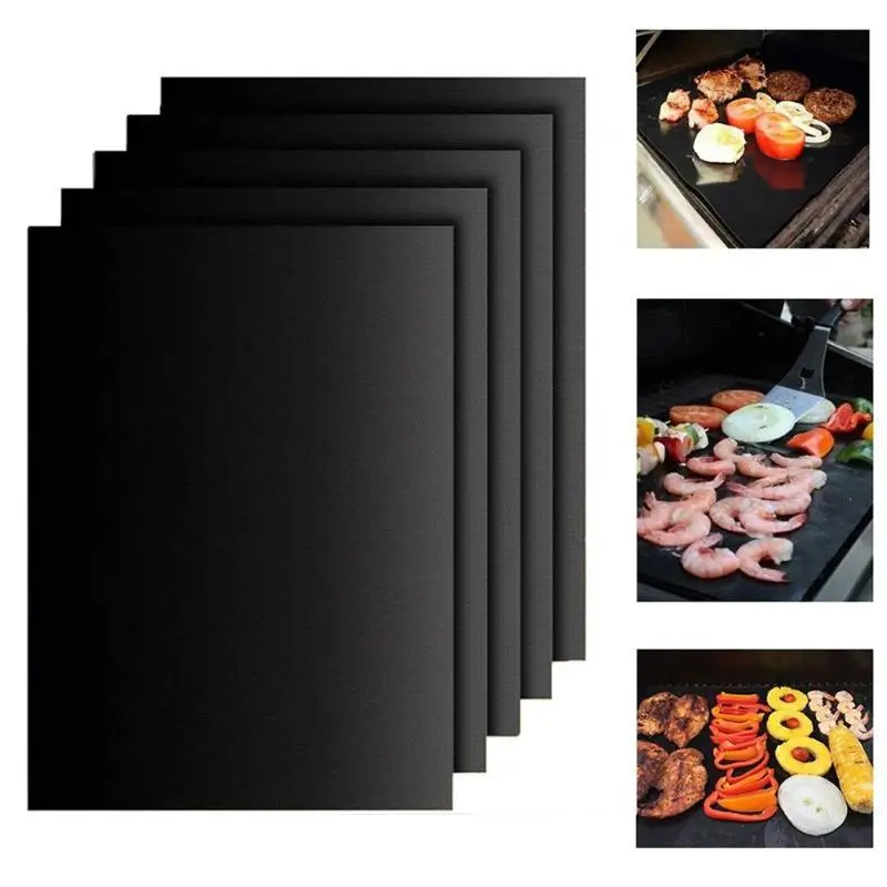 5pcs Non stick BBQ Grill Mat Reusable Cooking Sheet Easy Clean Grilling