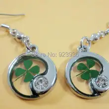18 пар шамрок четырехлистный клевер серьги с камнем-кристаллом LUCKY