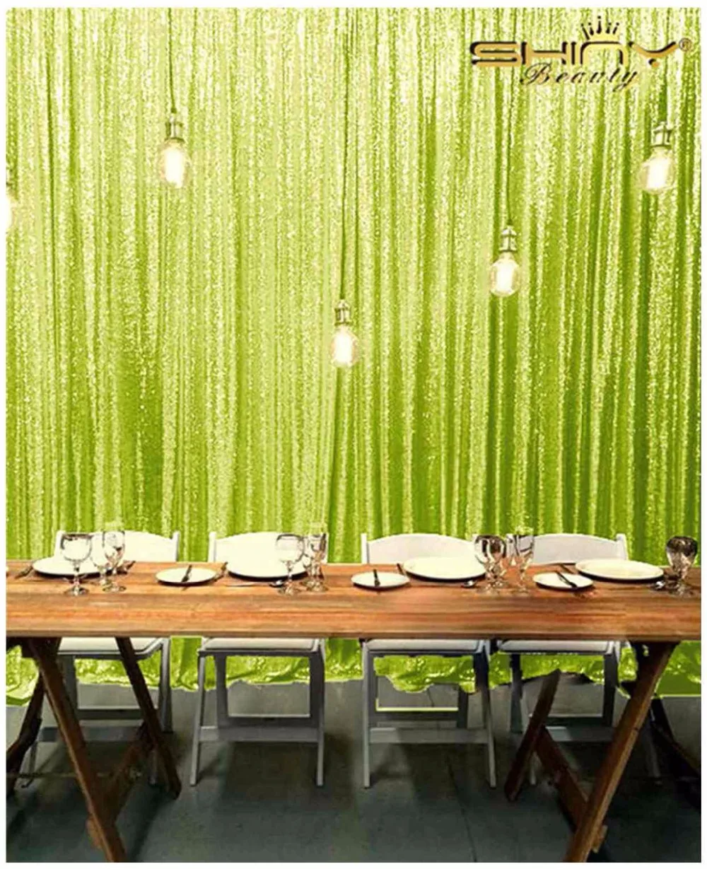 

ShinyBeauty 8x8ft-96x96Inch Lime Green Bedroom Curtains Blackout,Wedding Background,Sequin Phtotgraphy Backdrop-0925k