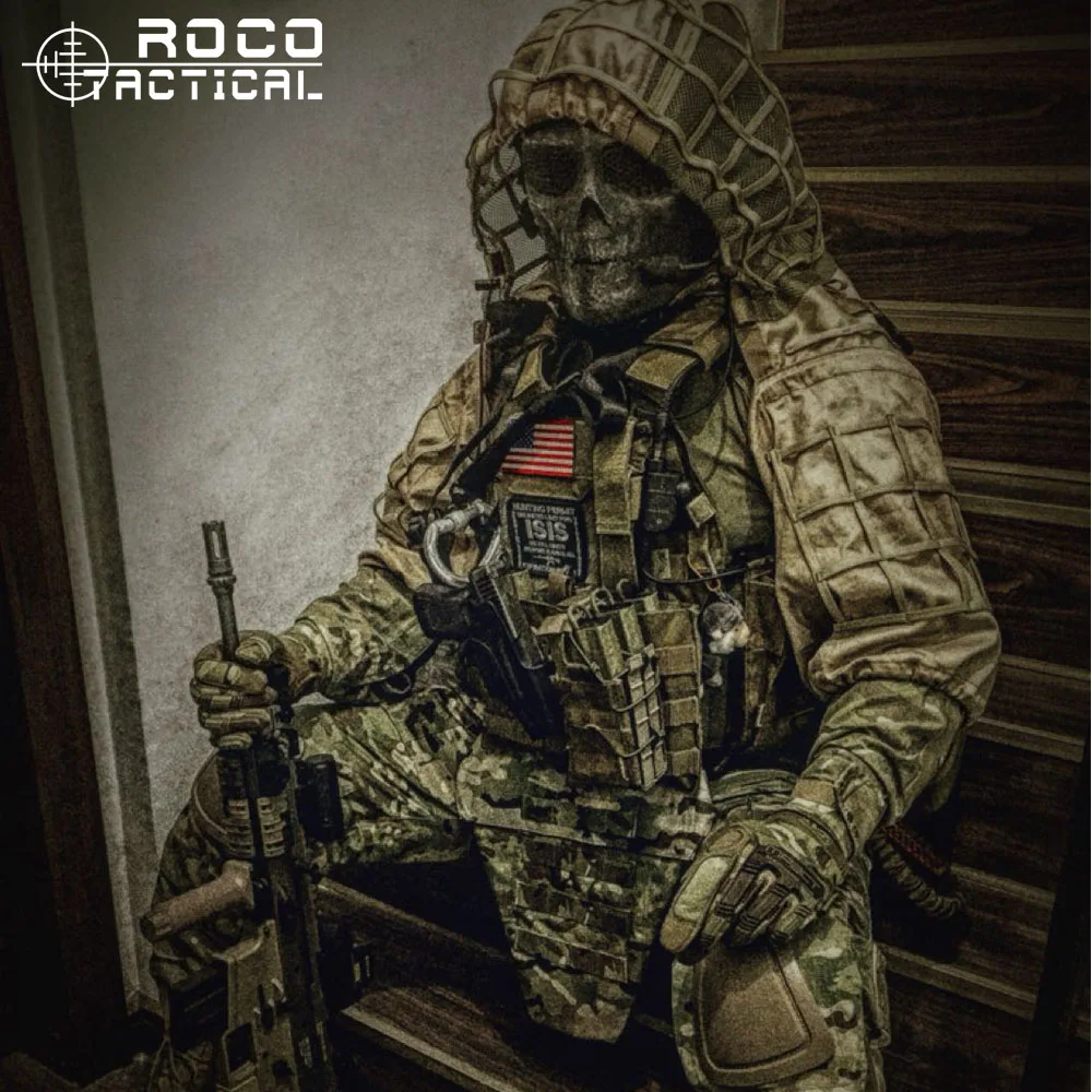 ROCOTACTICAL militar francotirador Ghillie Viper Hood contra traje Ghillie FUNDACIÓN DE Ghillie chaqueta de capucha de camuflaje del bosque - 1