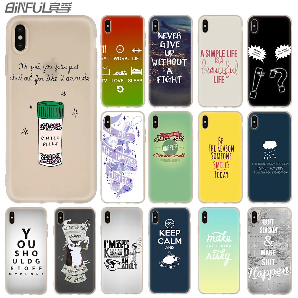 Inspirational Humor Quotes Case for iphone XS Max XR X 10 Cover Phone Cases for iphone 7 7plus