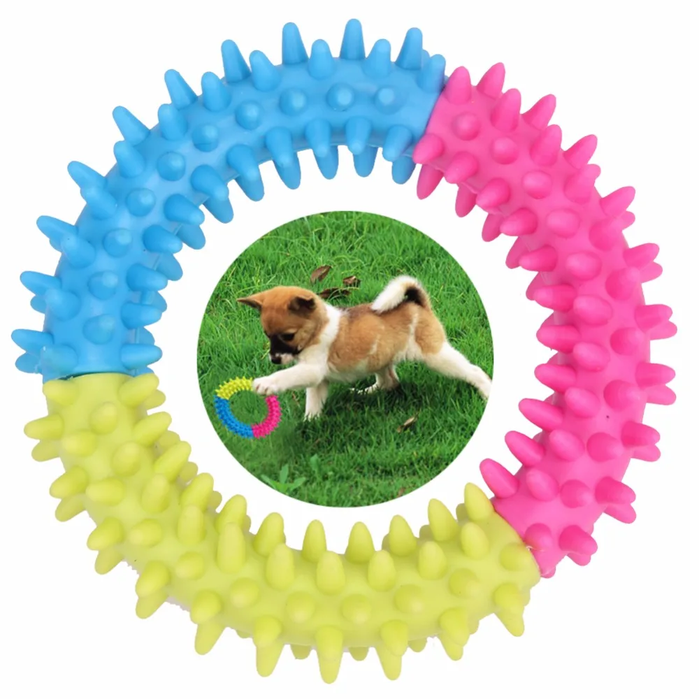 

Colorful Dog's Toys Pet Traning Products Resistance to bite Embossment Spinose Ring TPR Rubber Toys for Dogs Supplies
