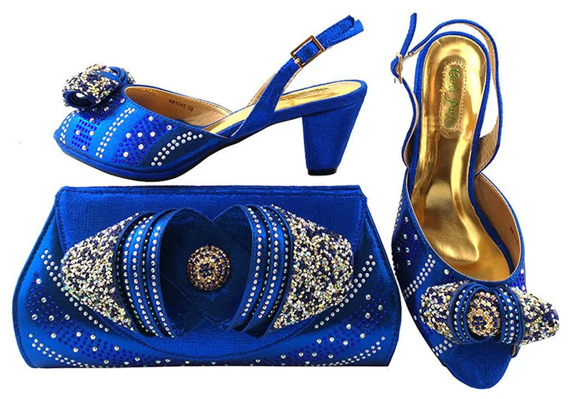 Royal blue shoes sandals women with matching clutches bag low heel