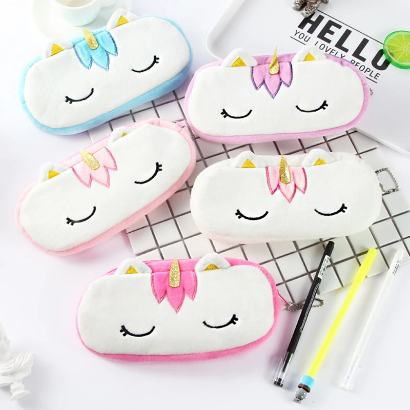 

20CM kawaii unicorn unicorn large capacity zipper pencil bag cartoon stationery bag key ring pendant coin purse WJ024