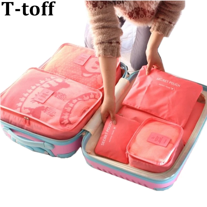6 шт./компл. высокое качество ткань Оксфорд Путешествия сетки большой ёмкость сумка в чемодан Организатор Упаковка Cube для Одежда