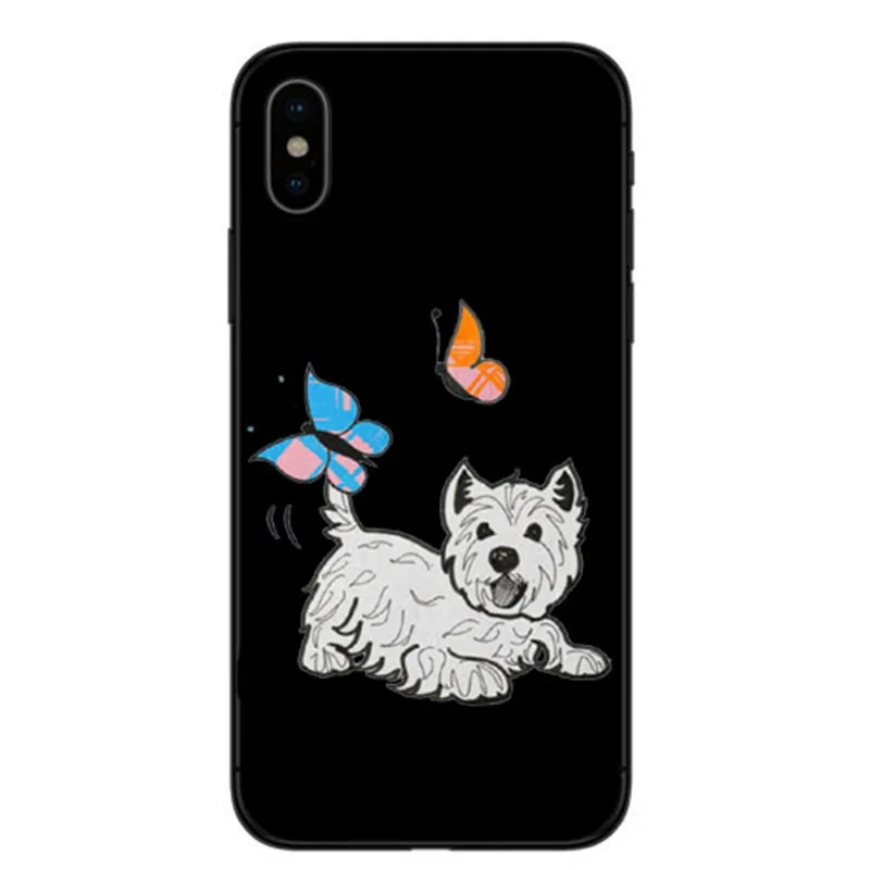 TPU Encantador dos desenhos animados cao Westie Magro caso de телефоны de silicone грудь для Macio для iPhone 5, 6, 7, 8 Plus Маис X XR Xmax - Цвет: TPU
