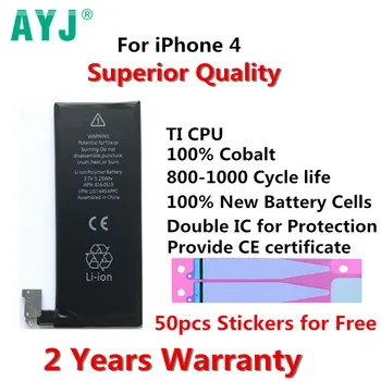 

50pcs/lot Original AYJ Top Quality Battery for iPhone 4 4g 1420mAh Batarya batteries Replacement Batteries Repair Parts