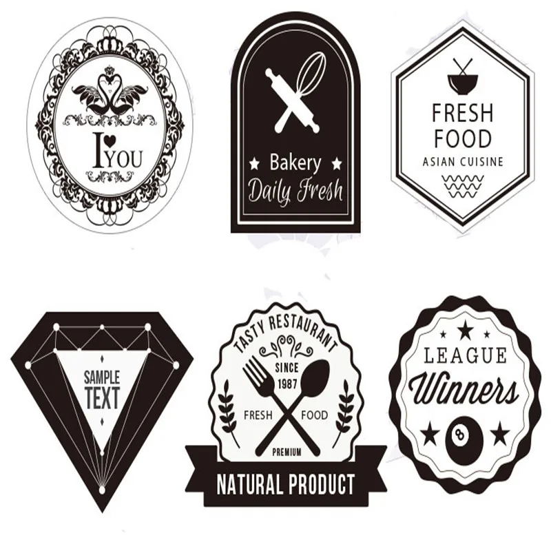 1000pcs Sticker Label Letter Text Logo Flower Plant Design Telephone Number Tag The Label Kraft PVC White Different Type Style