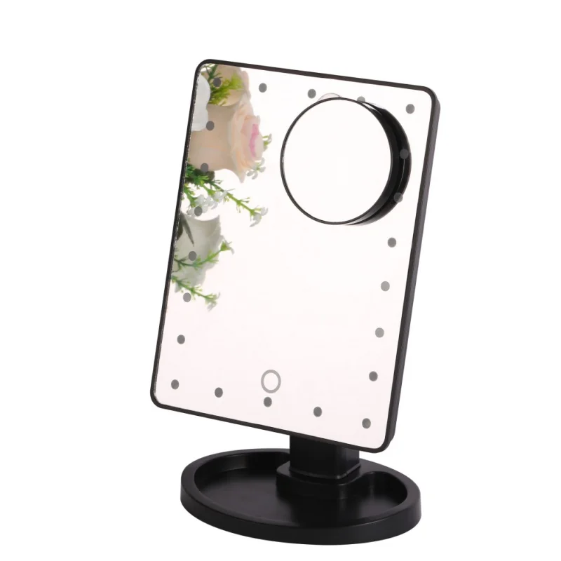 Светодиодный Сенсорный экран зеркало для макияжа профессиональное дамское зеркало с 22 светодиодный свет Красота Регулируемый 360 столешница вращение