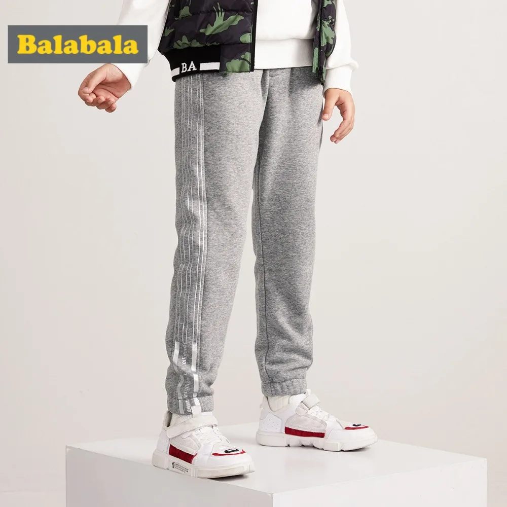 Balabala/спортивные штаны для мальчиков на флисовой подкладке с полосками по бокам спортивные штаны с боковыми карманами и эластичной резинкой на талии
