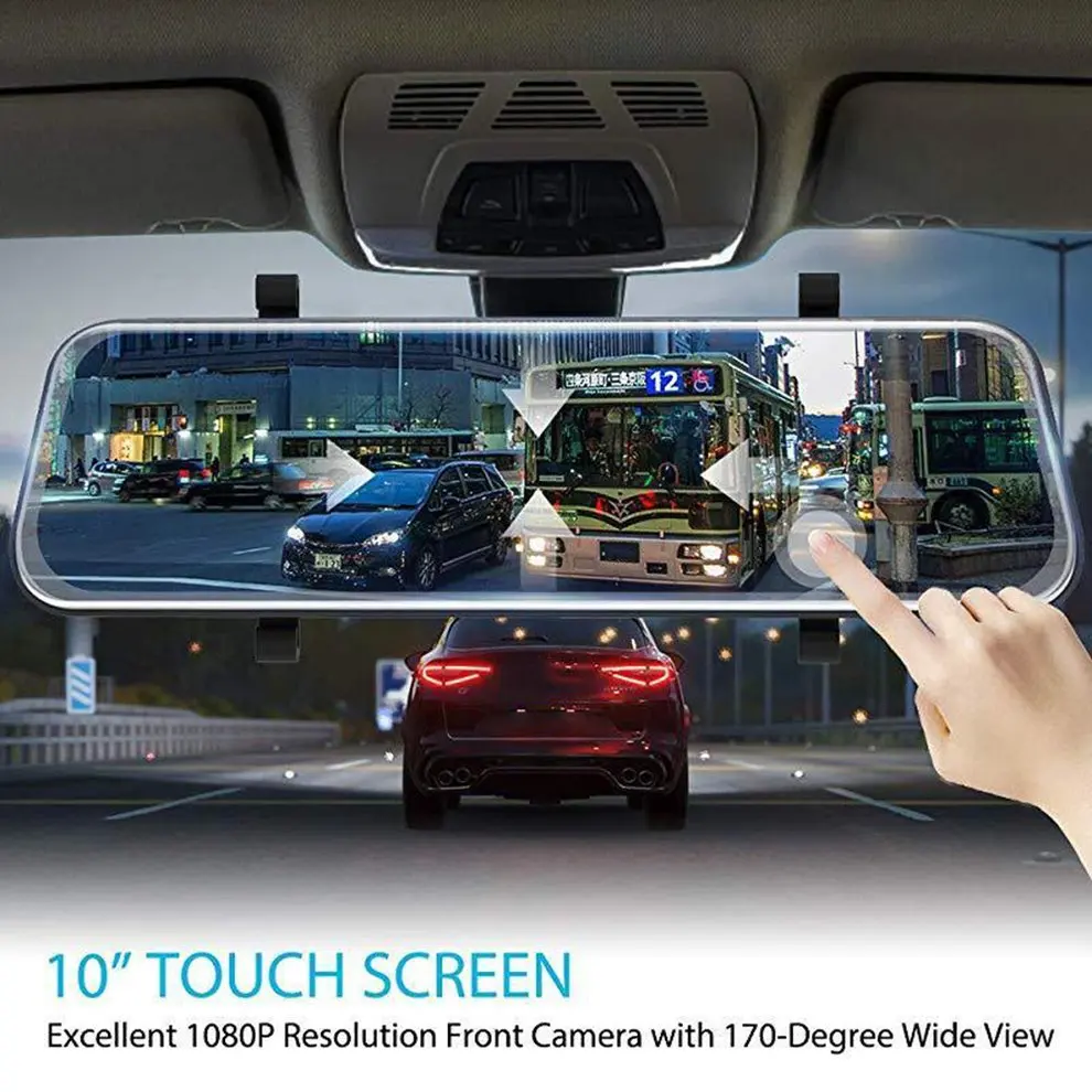 Full-Screen Lcd Rearview Mirror Front And Rear Car Recorder Rearview Reverse Parking System