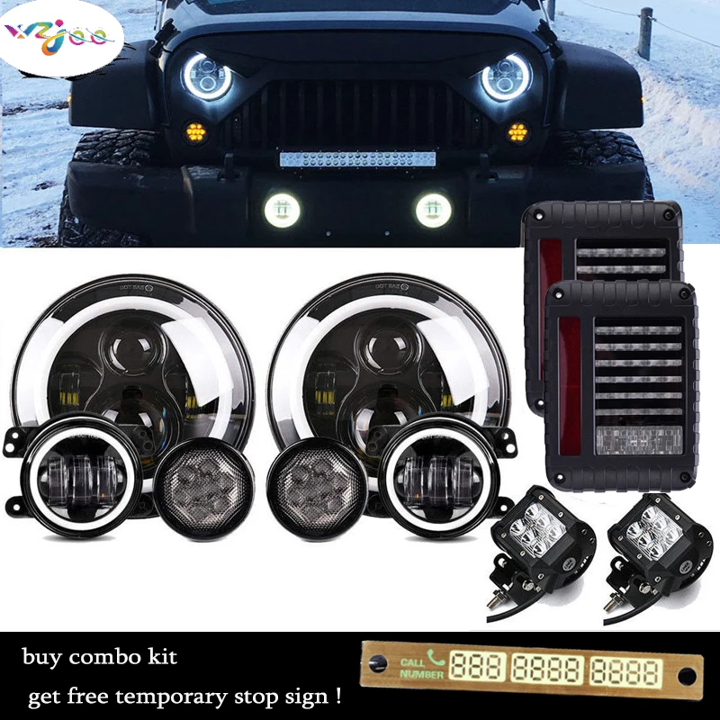 WZJOO 7 &quotHalo светодиодный головной светильник &amp 4'' туман сигнальные лампы Хвост