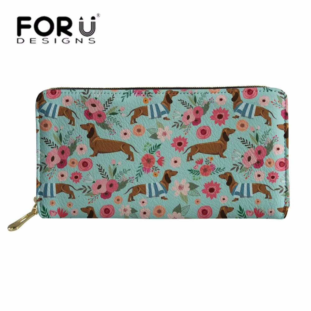 

FORUDESIGNS Wallets&Purse Women Doxie Dog Dachshund Long Wallets for Feminine Cluth Phone Cash Holder Ladies Party Money Bag
