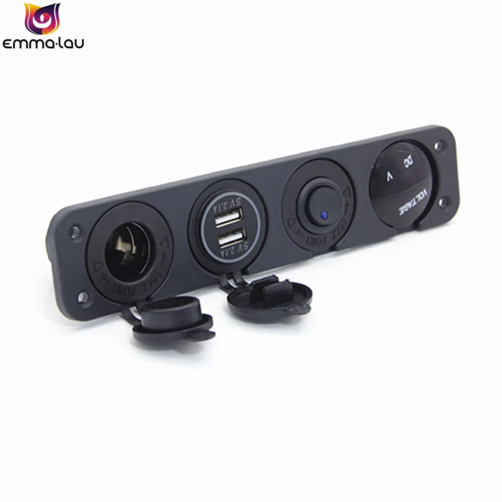 

DIY Waterproof Four Function Panels Dual USB Socket + LED Voltmeter +12V Output +Toggle Switch For Car Boat RV Truck Vehicles