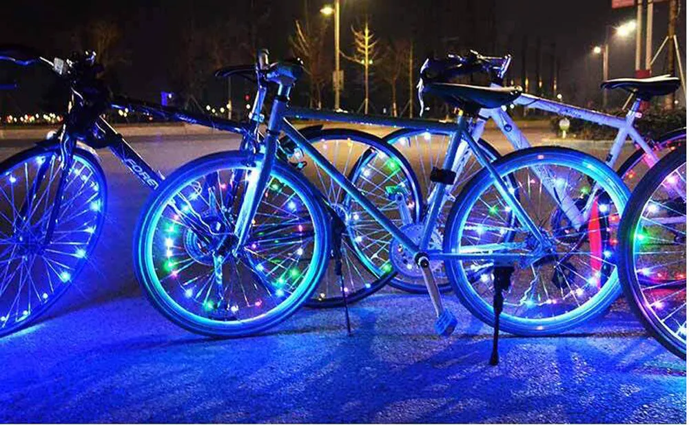 20 светодиодный светильник 2,2 м, супер яркий светильник для велосипеда, светильник для горного велосипеда, лампа со спицами на колесах, водонепроницаемые Аксессуары для велосипеда 20