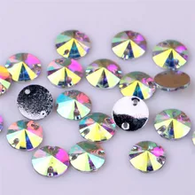 10mm Round Clear Crystal AB Flatback Sew On Resin Beads Sew On Rhinestone Sew-on Crystal Stones With 2 Holes For Dress Garment sew sweet creatures