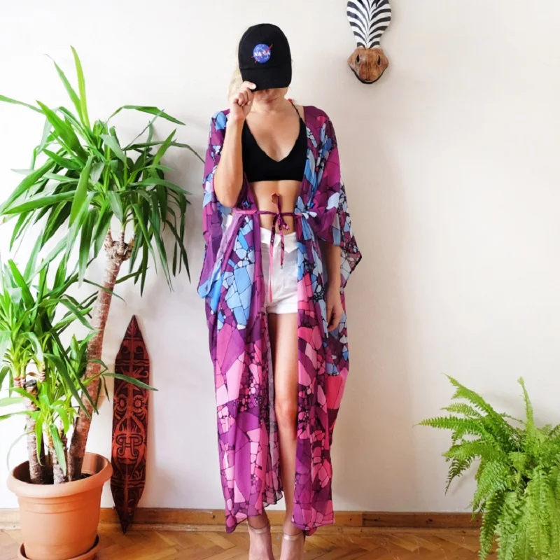 

Beach Cover Up Floral Embroidery Bikini Cover Up Swimwear Women Swimsuit Pareo